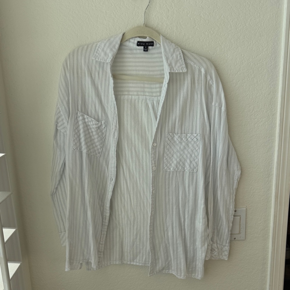 100% cotton Striped Button-Up Shirt